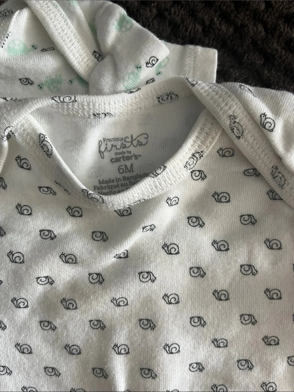 Carter's White Short-Sleeve Baby One-Piece Bodysuits with Small Navy Print